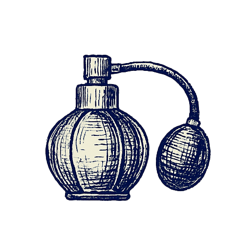 Illustration of a vintage-style perfume sketched