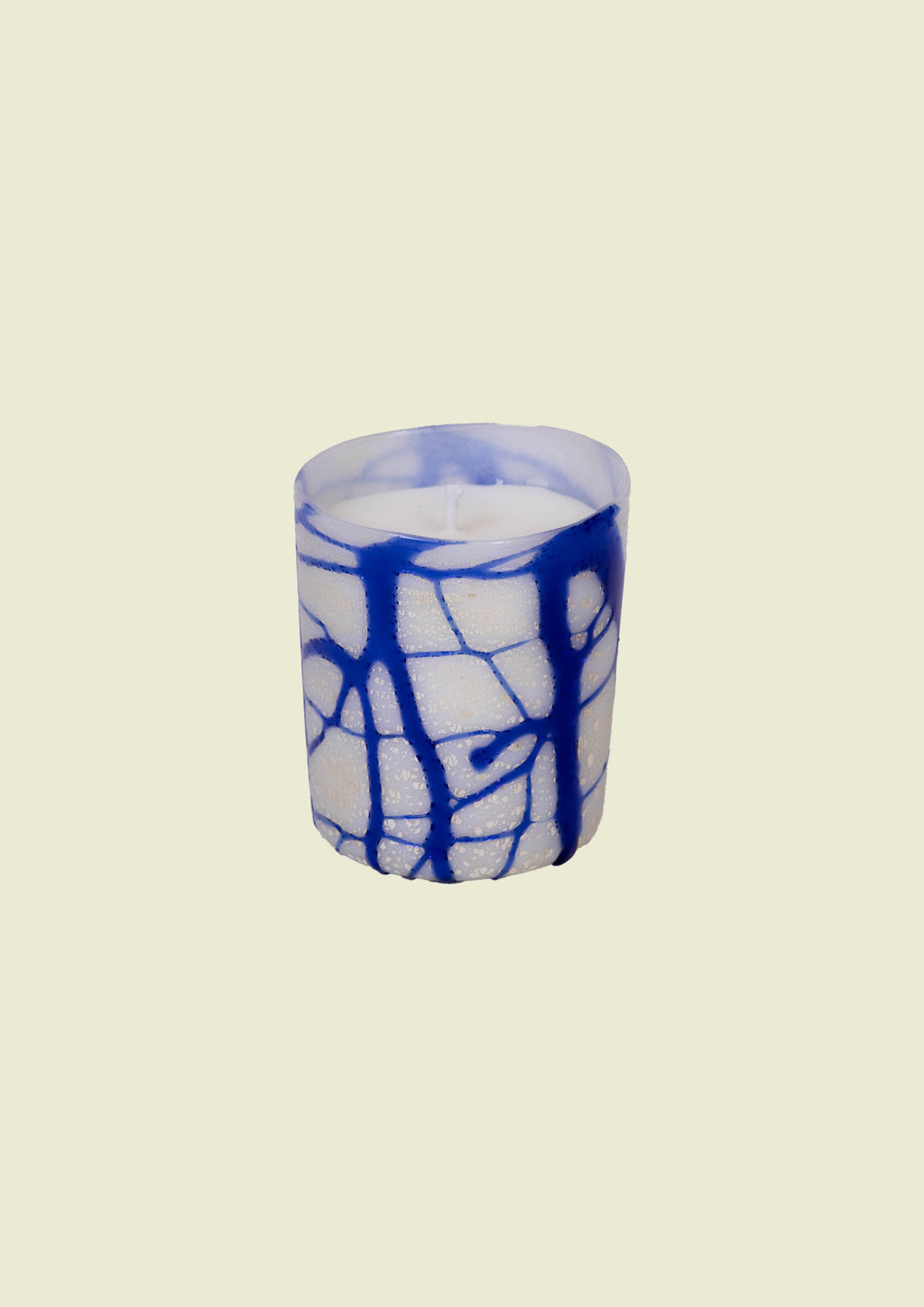 Handcrafted Venetian glass in soft white and blue enamel with silver leaf, made in Venice. 