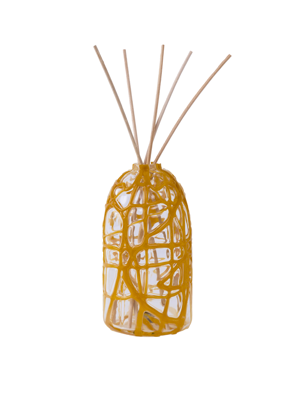 Vinum reed diffuser in clear hand-blown glass with gold smalto, made in Venice
